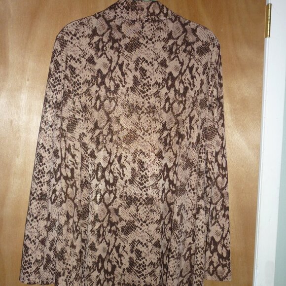 George Simonton SIMONTON Says Lurex Printed Knit Duster Brown Multi Large NWOT - Picture 6 of 11